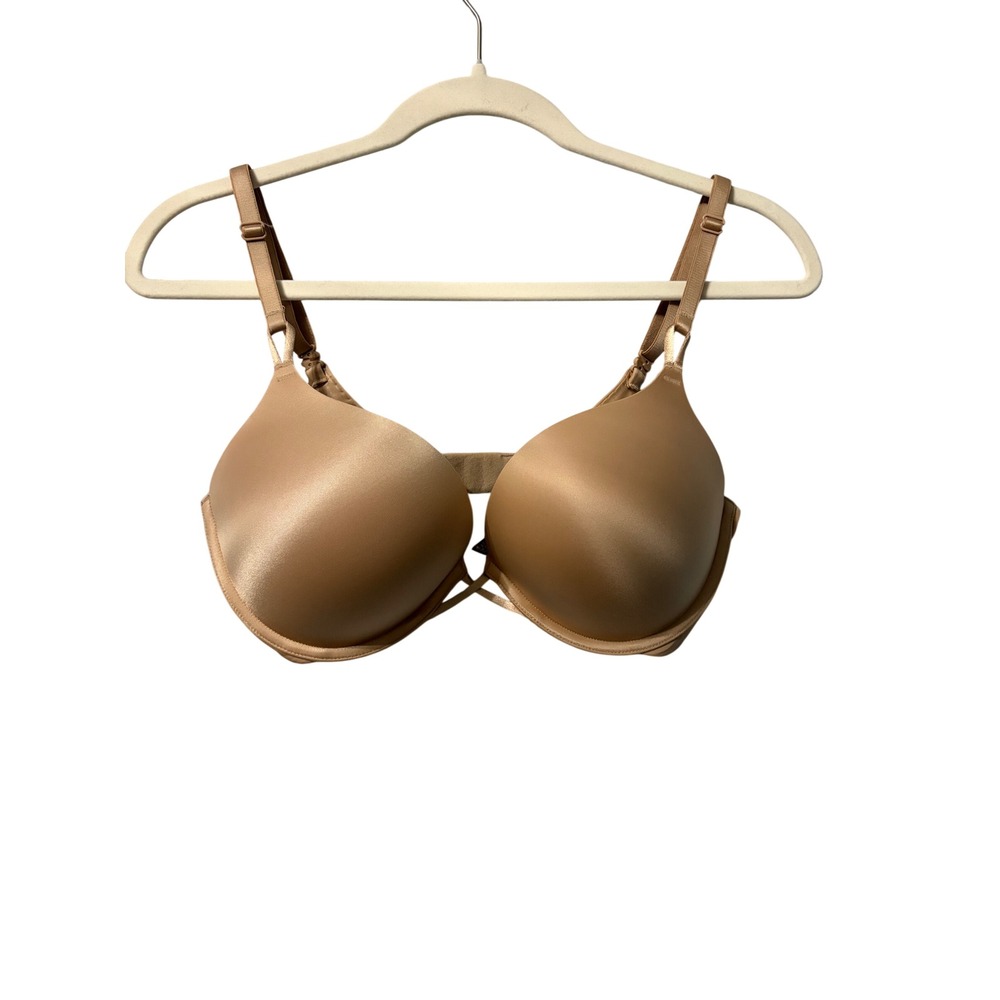 Victorias Secret Plunge Bra Tan Nude Padded Underwire 34D E75 Everyday Basic